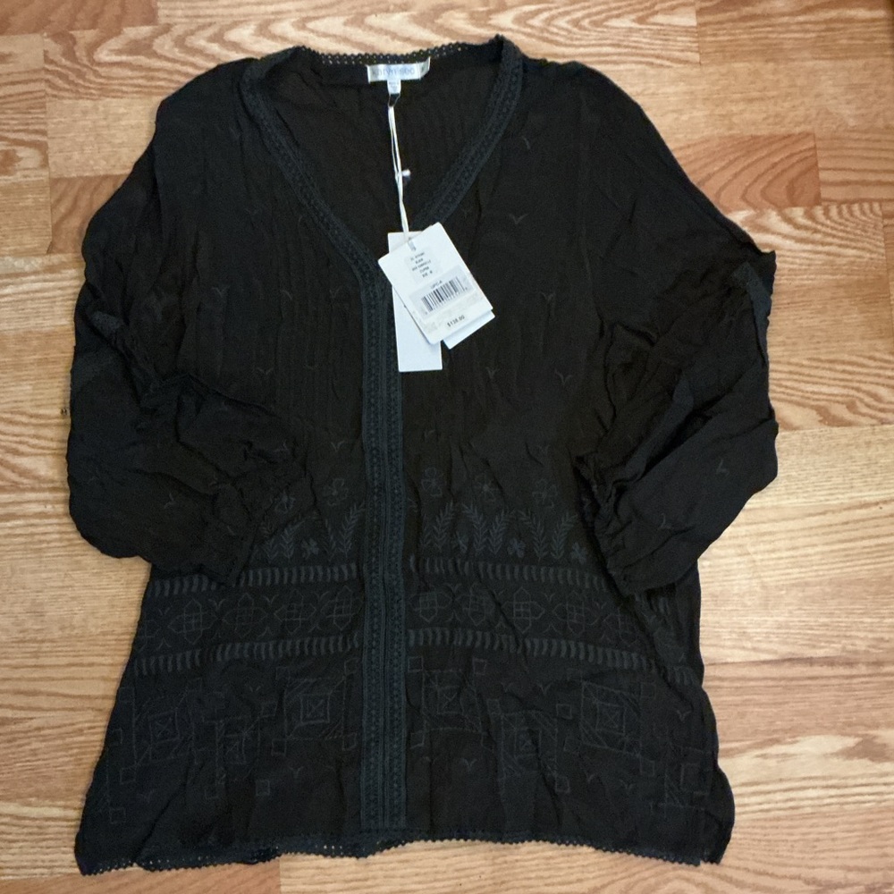 NWT Karyn Seo Black Embroidered Tunic Long Sleeves Size Medium - Picture 14 of 14